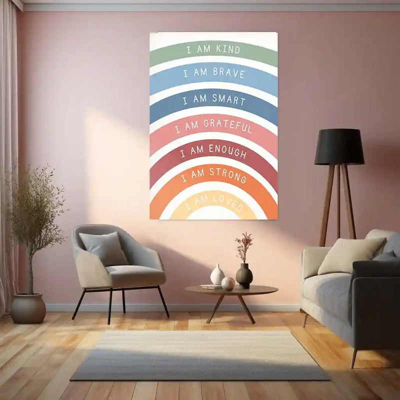 Quote Metal Poster | Affirmations of Strength – Motivational Metal Poster | Inspirational Quote Wall Frame