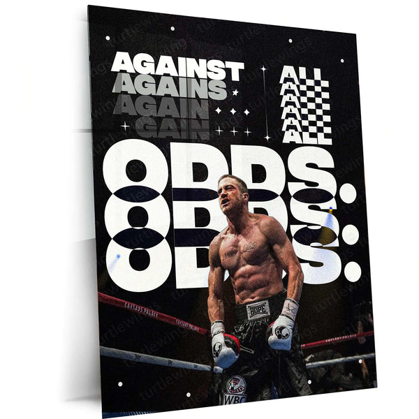 Against All Odds – Boxing Grit Metal Frame | Fighter’s Spirit Motivational Wall Art | Underdog Victory Poster