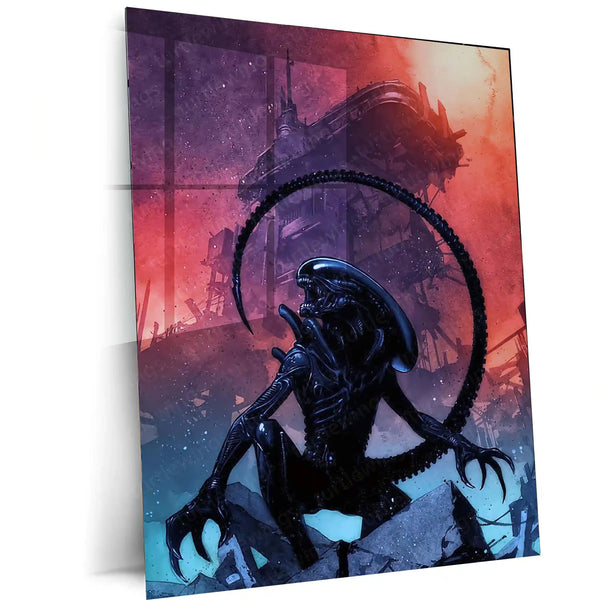 Alien Romulus – Xenomorph Sci-Fi Horror Metal Poster | Dark Movie Wall Frame