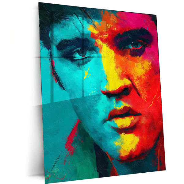 ๐ธ Elvis Presley Colorful Artistic Portrait โ Metal frame | Retro Music Wall Art - TURTLEWINGS