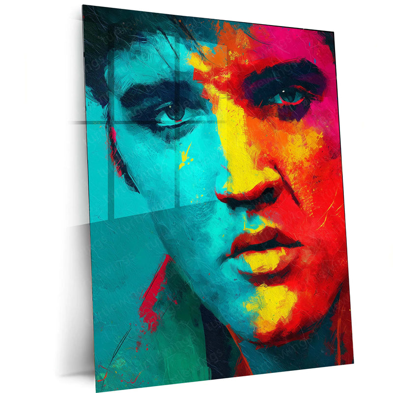 ๐ธ Elvis Presley Colorful Artistic Portrait โ Metal frame | Retro Music Wall Art - TURTLEWINGS