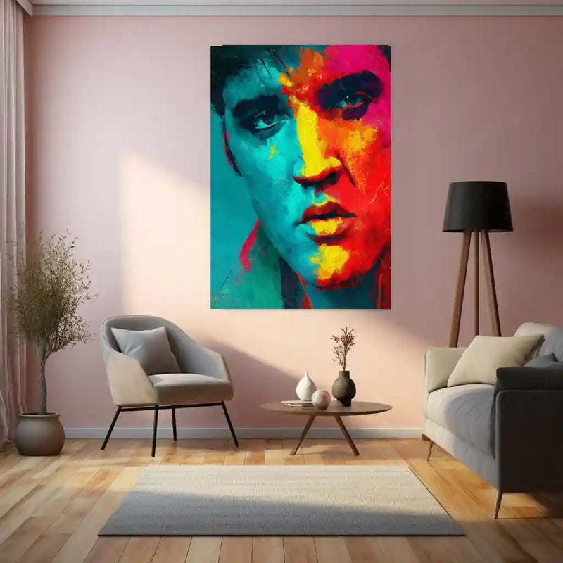 ๐ธ Elvis Presley Colorful Artistic Portrait โ Metal frame | Retro Music Wall Art - TURTLEWINGS