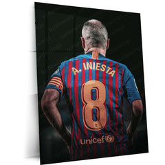 Andrés Iniesta Barcelona #8 – Iconic Back Pose Graphic Metal Frame | Barça Legend Wall Art - TURTLEWINGS