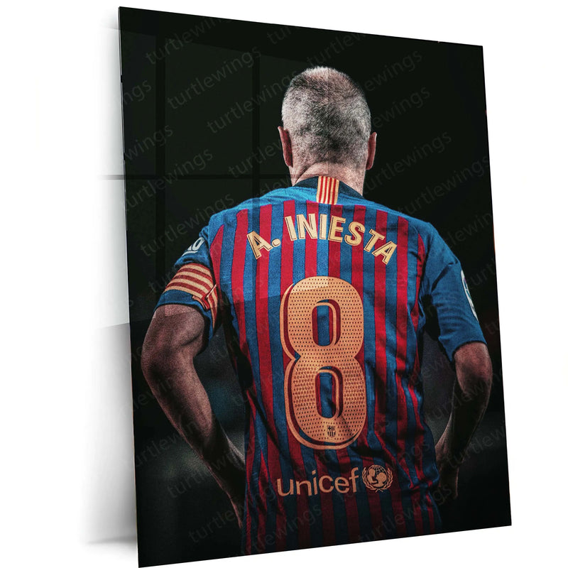 Andrés Iniesta Barcelona #8 – Iconic Back Pose Graphic Metal Frame | Barça Legend Wall Art - TURTLEWINGS