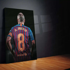 Andrés Iniesta Barcelona #8 – Iconic Back Pose Graphic Metal Frame | Barça Legend Wall Art - TURTLEWINGS