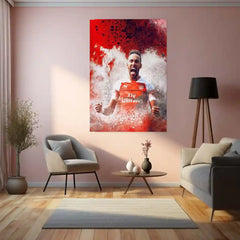 Arsenal Player Celebration – Red Kit with Emirates & Puma Logo – Metal Frame | Iconic Gunners Wall Art - TURTLEWINGS