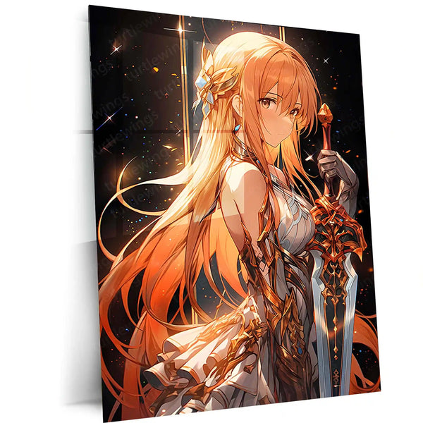 Anime Metal Poster | Asuna – Sword Art Online Goddess Mode Metal Poster | Stacia the Goddess Wall Frame