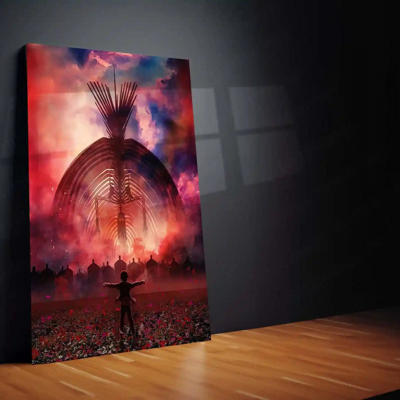 Anime Metal Poster | Attack on Titan – Eren vs Founder Titan Metal Poster | Fiery Sky Epic Anime Wall Frame