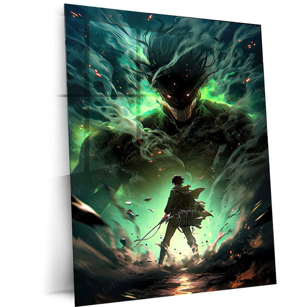 Attack on Titan Metal Poster | Anime Wall Frame Featuring Eren, Titans & Epic Action