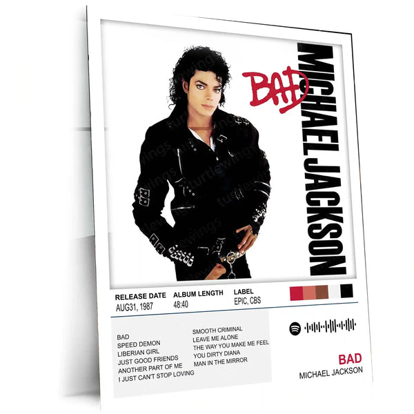 Bad – Michael Jackson | Iconic Album Cover Metal Poster | HD Metal Wall Frame