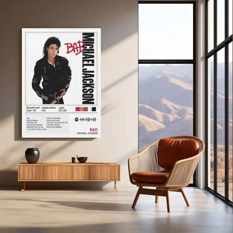 Bad – Michael Jackson | Iconic Album Cover Metal Poster | HD Metal Wall Frame