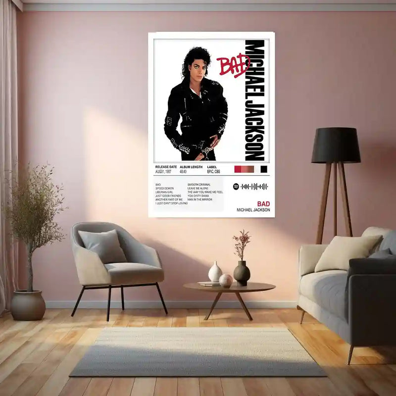 Bad – Michael Jackson | Iconic Album Cover Metal Poster | HD Metal Wall Frame