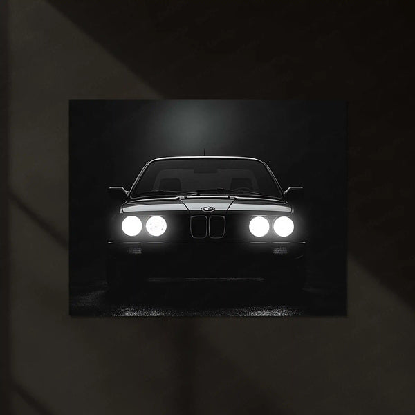 BMW Classic E30 – Icon of Shadows | Retro Performance Legend | Neon LED Metal Frame Poster
