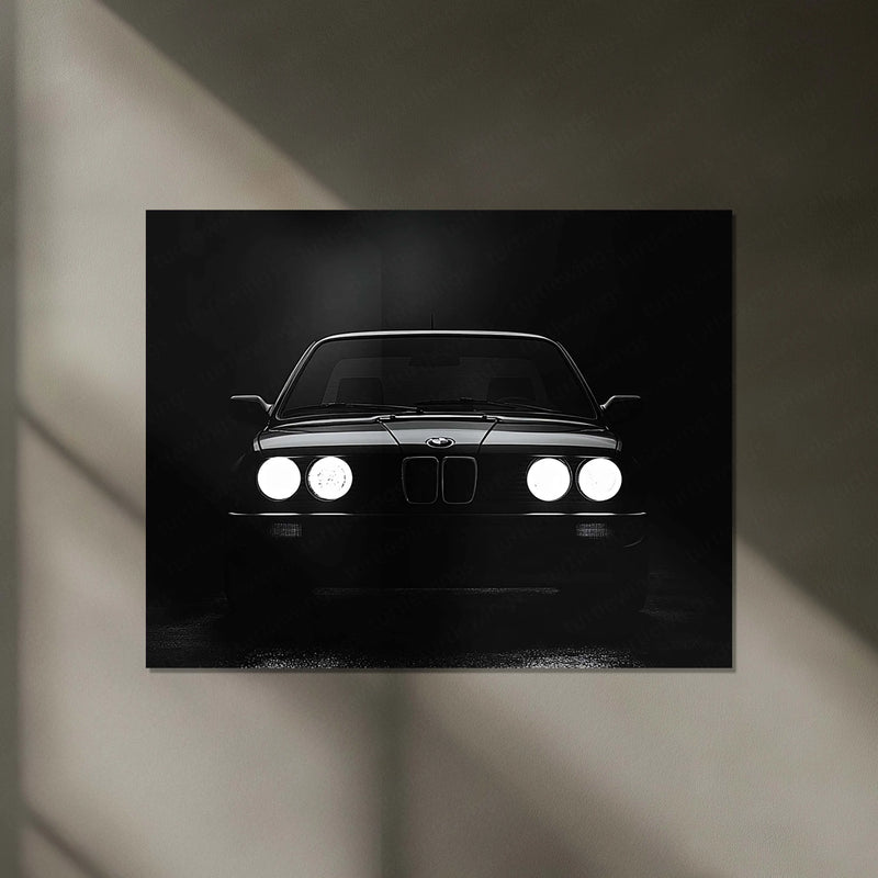 BMW Classic E30 – Icon of Shadows | Retro Performance Legend | Neon LED Metal Frame Poster