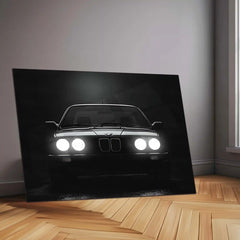 BMW Classic E30 – Icon of Shadows | Retro Performance Legend | Neon LED Metal Frame Poster