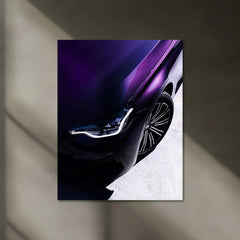 BMW M240i Front Side Close-Up – Purple Metallic Edition Neon LED Metal Poster | Performance Coupe Wall Frame
