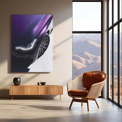 BMW M240i Front Side Close-Up – Purple Metallic Edition Neon LED Metal Poster | Performance Coupe Wall Frame