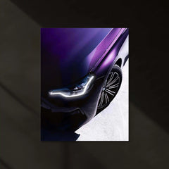 BMW M240i Front Side Close-Up – Purple Metallic Edition Neon LED Metal Poster | Performance Coupe Wall Frame
