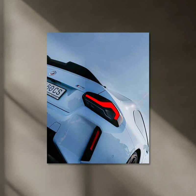 BMW M2 CS Rear View – Performance Icon Neon LED Metal Poster | Sports Car Wall Frame