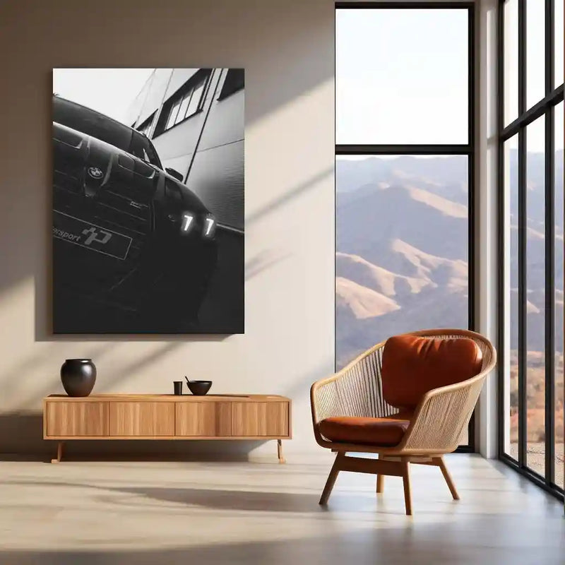 BMW X5M Competition – Black & White Power Frame Neon LED Metal Poster | Luxury SUV Wall Art