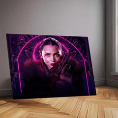 Ballerina Neon Pink – Stylish Assassin Aesthetic Neon LED Metal Poster | Modern Wall Frame