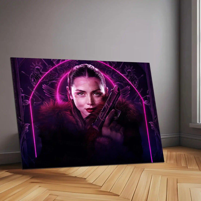 Ballerina Neon Pink – Stylish Assassin Aesthetic Neon LED Metal Poster | Modern Wall Frame