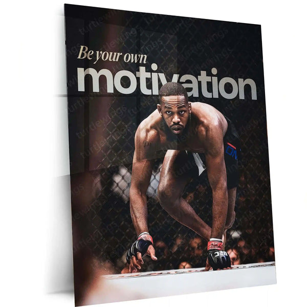 Be Your Own Motivation – Jon Jones UFC Metal Poster | Champion Mindset Wall Art