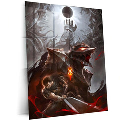 Anime Metal Poster | Berserk Eclipse – The Black Swordsman’s Rage Metal Poster | Dark Fantasy Anime Wall Frame