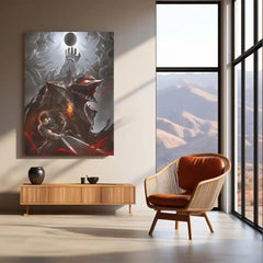 Anime Metal Poster | Berserk Eclipse – The Black Swordsman’s Rage Metal Poster | Dark Fantasy Anime Wall Frame