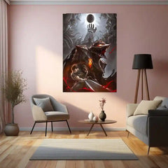 Anime Metal Poster | Berserk Eclipse – The Black Swordsman’s Rage Metal Poster | Dark Fantasy Anime Wall Frame