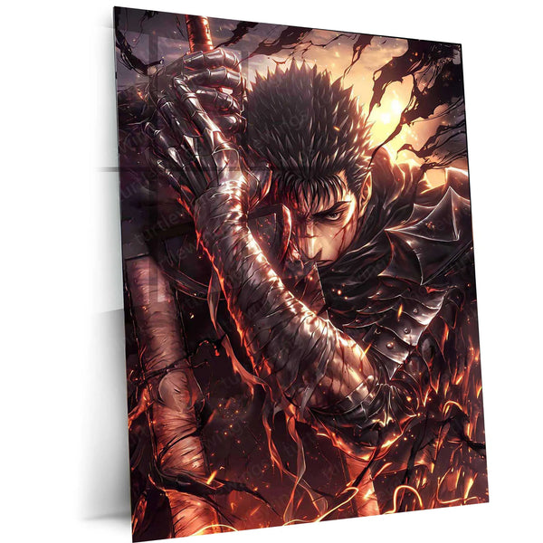 Berserk – Guts Metal Poster | Dark Anime Wall Frame for True Strugglers