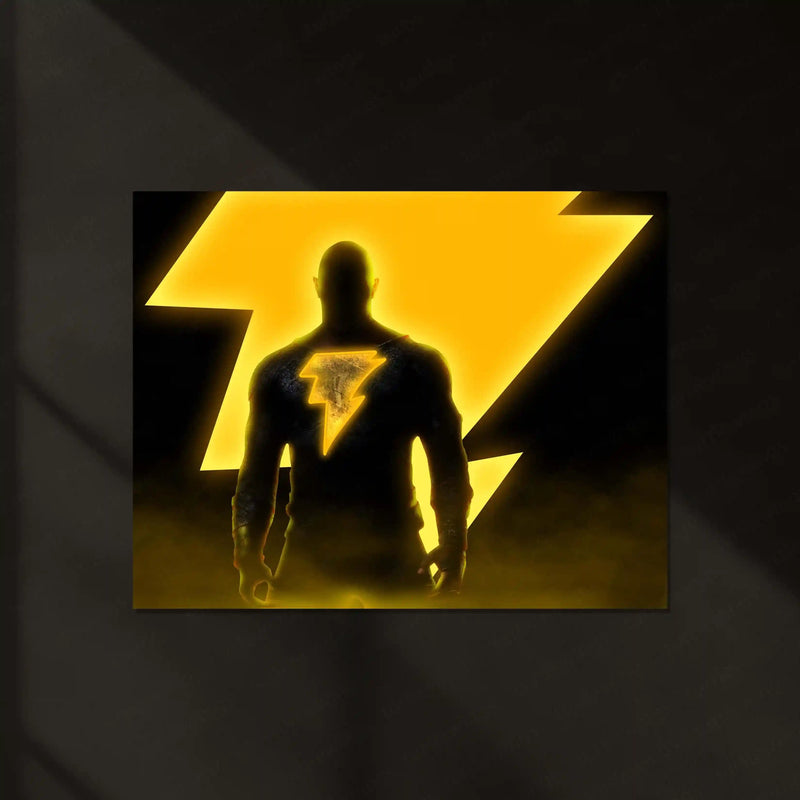 Black Adam – DC’s Antihero Lightning Power Neon LED Metal Poster | DC Comics Wall Frame