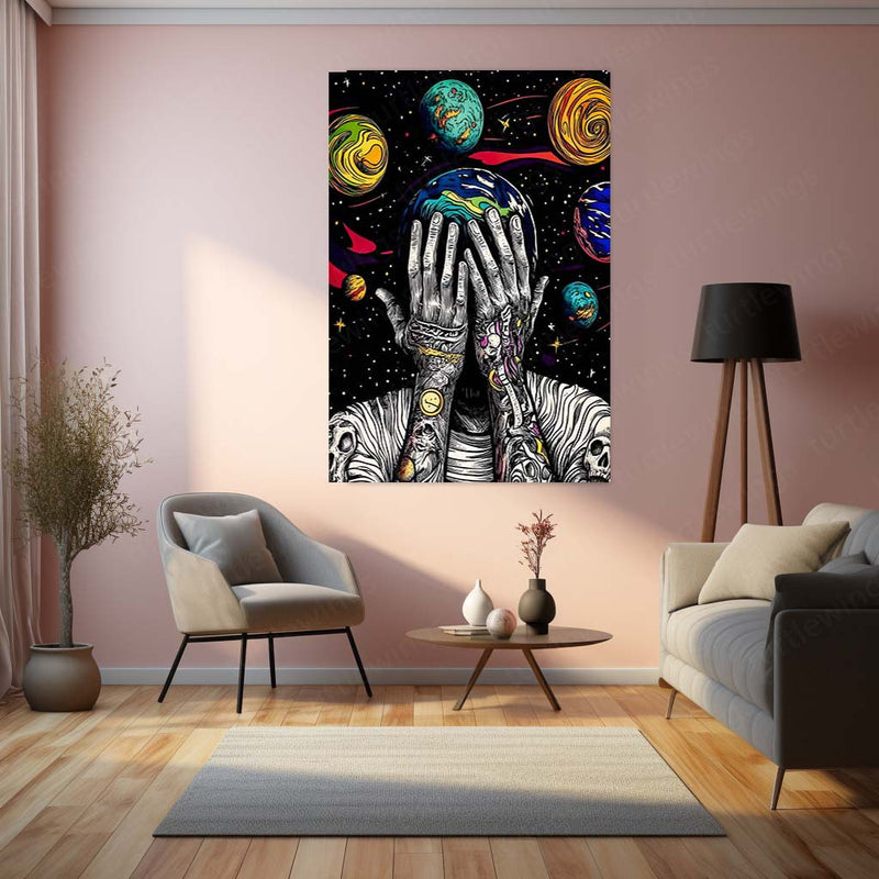 Blind Universe – The Silence Beyond Stars | Abstract Cosmic Metal Frame Poster