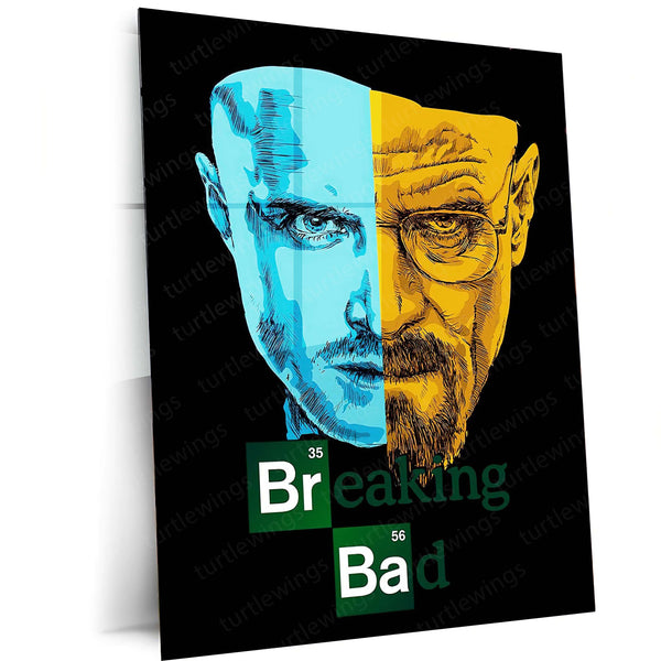 Breaking Bad – Walter White & Jesse Pinkman Split Art Metal Poster | TV Series Wall Frame