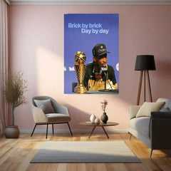 Brick by Brick, Day by Day – NBA Champion with Finals Trophy | Motivational Basketball Metal Frame Poster - TURTLEWINGS