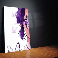 Butterfly Gaze – Purple Serenity Metal Poster | Elegant Nature Wall Frame