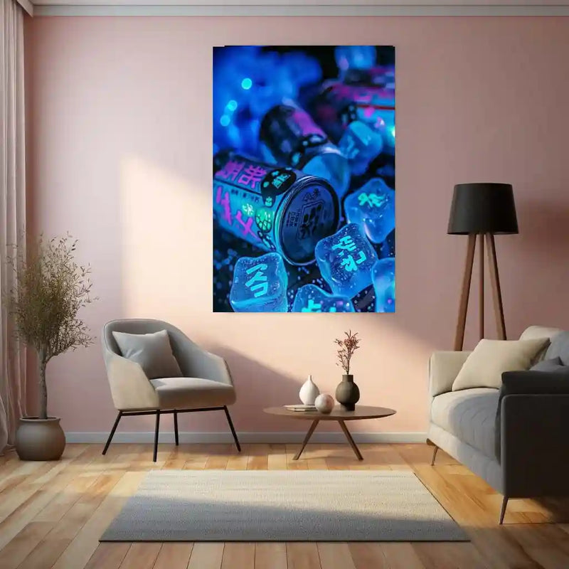 🥤 Cans with Ice Metal Frame Poster | Chilled Beverage Art for Kitchen, Bar & Café Decor - TURTLEWINGS