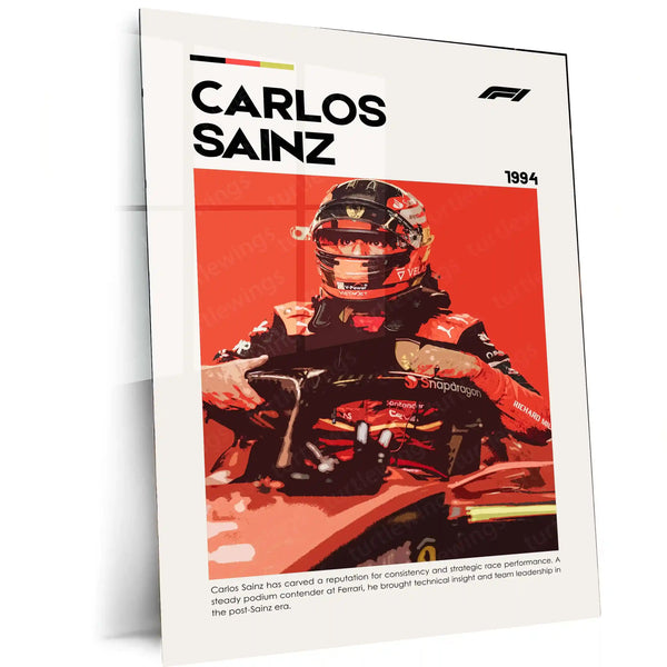 Carlos Sainz Metal Frame | Ferrari F1 Driver Wall Art - TURTLEWINGS
