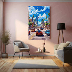 Car in the City Metal Poster – Urban Automotive Wall Art | Night Drive Aesthetic Decor - TURTLEWINGS
