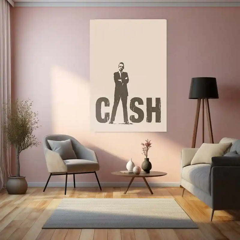 Quote Metal Poster | CASH – Minimalist Businessman Typography Metal Poster | Modern Office Wall Frame
