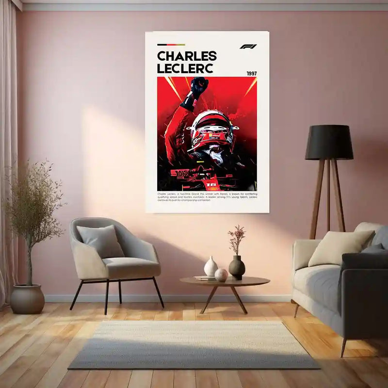 Charles Leclerc Metal Frame | Ferrari Formula 1 Wall Art - TURTLEWINGS