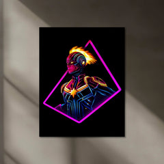 Captain Marvel Neon LED Metal Poster â Cosmic Superhero Wall Art for Marvel Fans - TURTLEWINGS