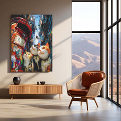 Cat in Dirty Town – Noir Night Wanderer | Cinematic Urban Cat Metal Frame Poster