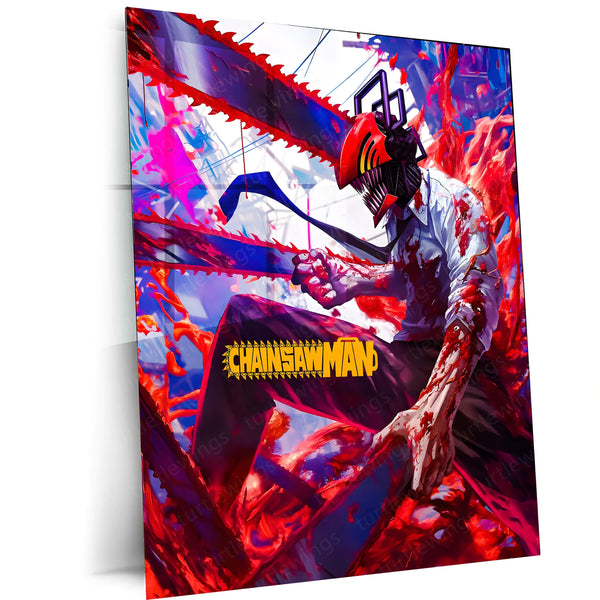 Anime Metal Poster | Chainsaw Man – Devil Hunter’s Rage | Dark Anime Metal Frame Poster