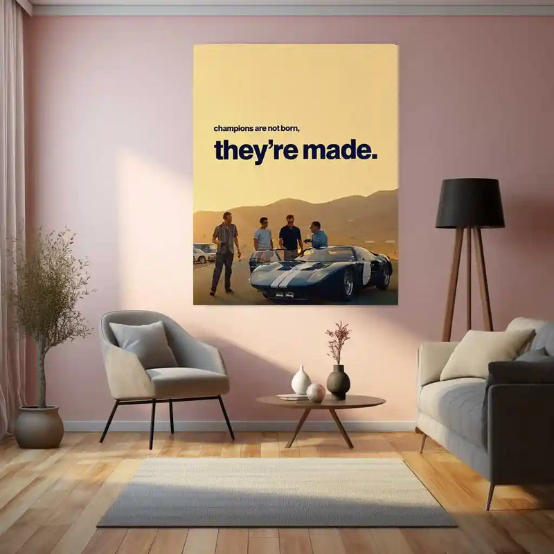 Champions Are Made – Ford v Ferrari Inspired Metal Poster | Racing Motivation Wall Art