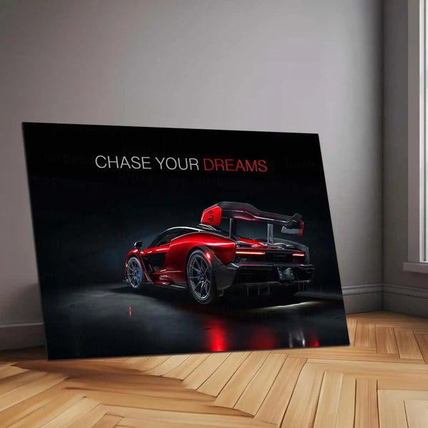 Chase Your Dreams – McLaren Senna Metal Poster | Hypercar Ambition Wall Art