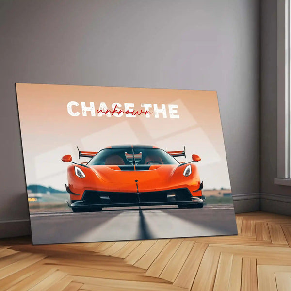 Chase the Unknown – Koenigsegg Jesko Attack Metal Poster | Futuristic Supercar Wall Art