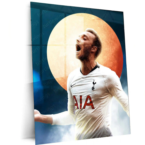 Christian Eriksen Celebration – Tottenham Hotspur Artistic Poster Metal Frame | Spurs Midfield Maestro Wall Art - TURTLEWINGS