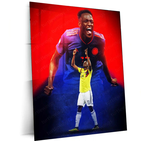 Yerry Mina #13 – Colombia National Team Celebration Metal Frame | Signature Pose Football Poster - TURTLEWINGS