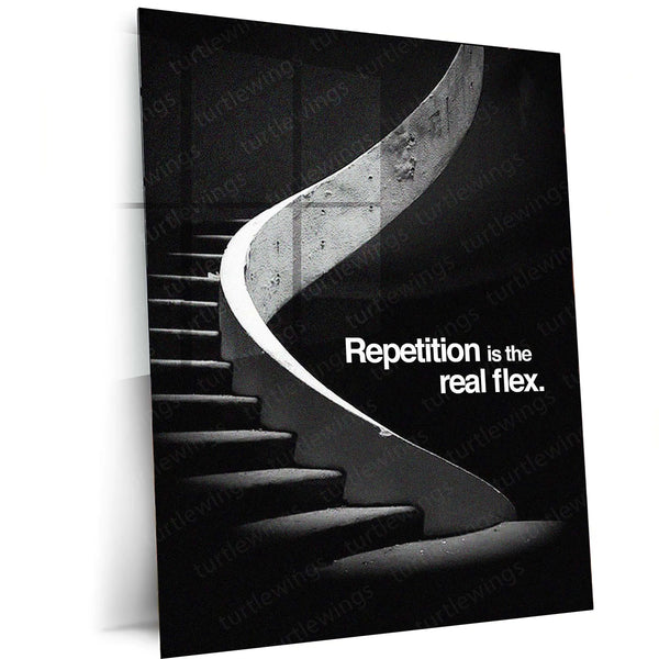 Consistency is Power – The True Flex of Repetition Metal Frame | Discipline Over Motivation Wall Art | Daily Grind Quote Poster
